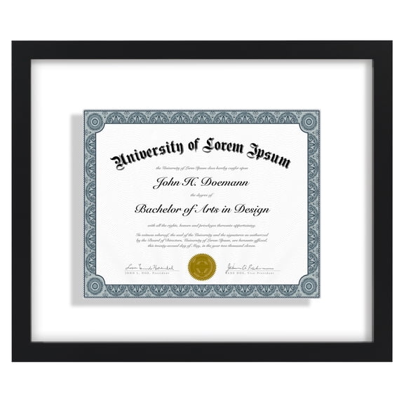 Americanflat 12.5x15 Diploma Frame with Shatter-Resistant Glass Floating Made Signature Float Frames - Black