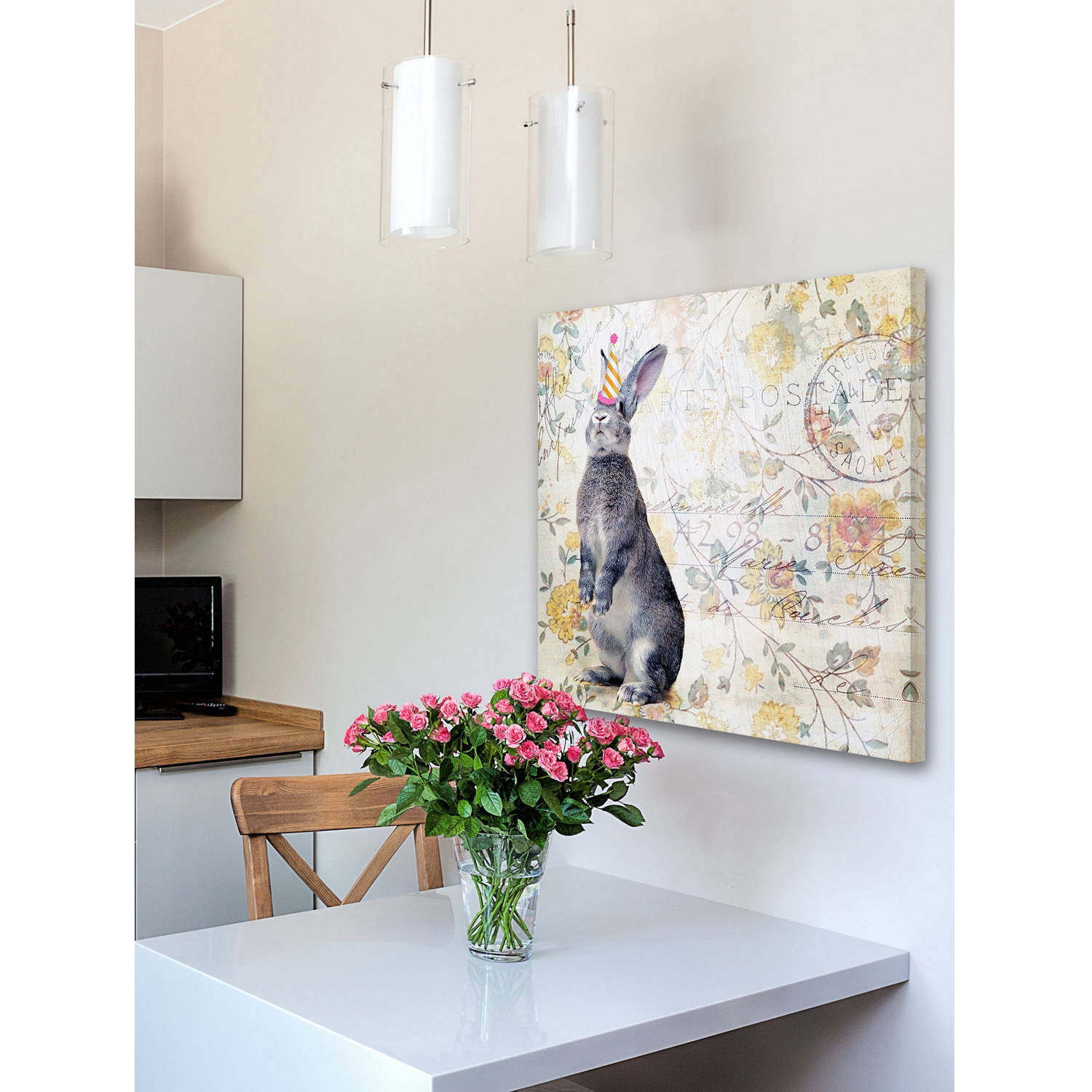 Marmont Hill "Party Rabbit" by Morgan Jones Painting Print on Wrapped Canvas