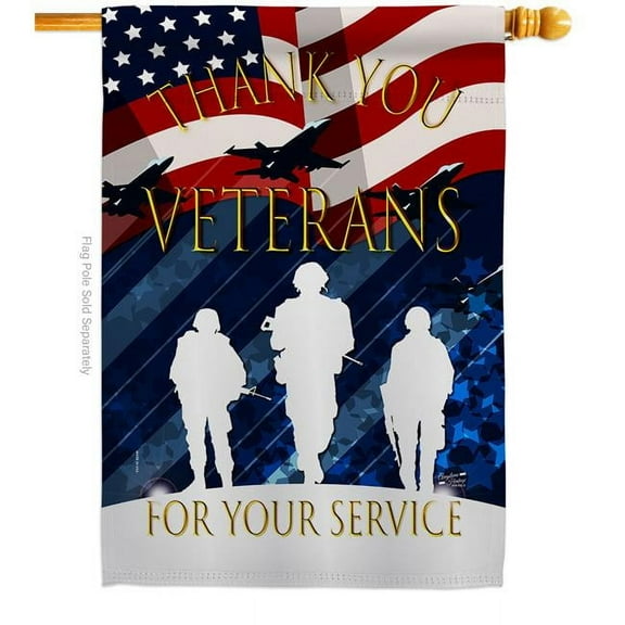 28 x 40 in. Thank You Veterans House Flag with Armed Forces Service Double-Sided Decorative Vertical Flags Decoration Banner Garden Yard Gift