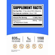 BulkSupplements Magnesium Oxide Powder- 835mg per Serving - 1 Kilogram (2.2 lbs) - 1198 Servings