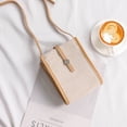 thumbnail image 5 of Retro polyester contrast phone bag belt buckle small square bag retro diagonal mini bag-apricot, 5 of 5