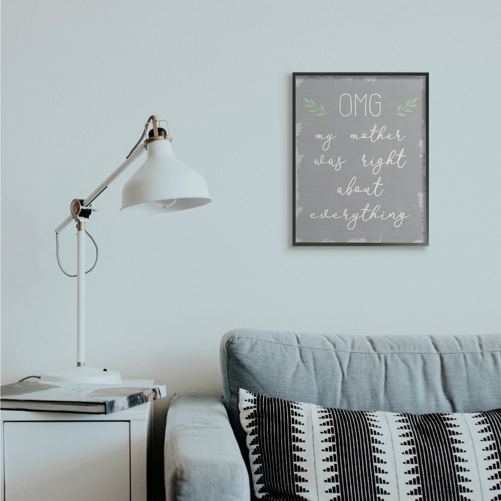 Stupell Industries OMG Mom is Right Funny Family Phrase Text Slang Framed Wall Art Design by Daphne Polselli, 16" x 20", Black Framed