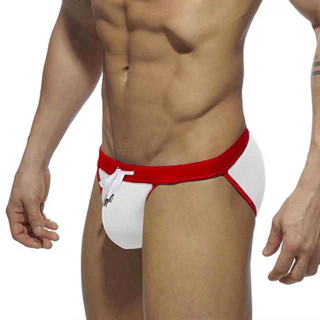 FcBaudy Men's Low Waist Solid Color High Vent Swimming Trunks Underpants Men Pants