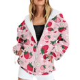 thumbnail image 2 of Womens Hoodies Loose Fit Thickened Stylish Print Zipper Pocket Hooded Long Sleeve Jacket for Casual Wear Women's Sweatshirts Pink L, 2 of 5