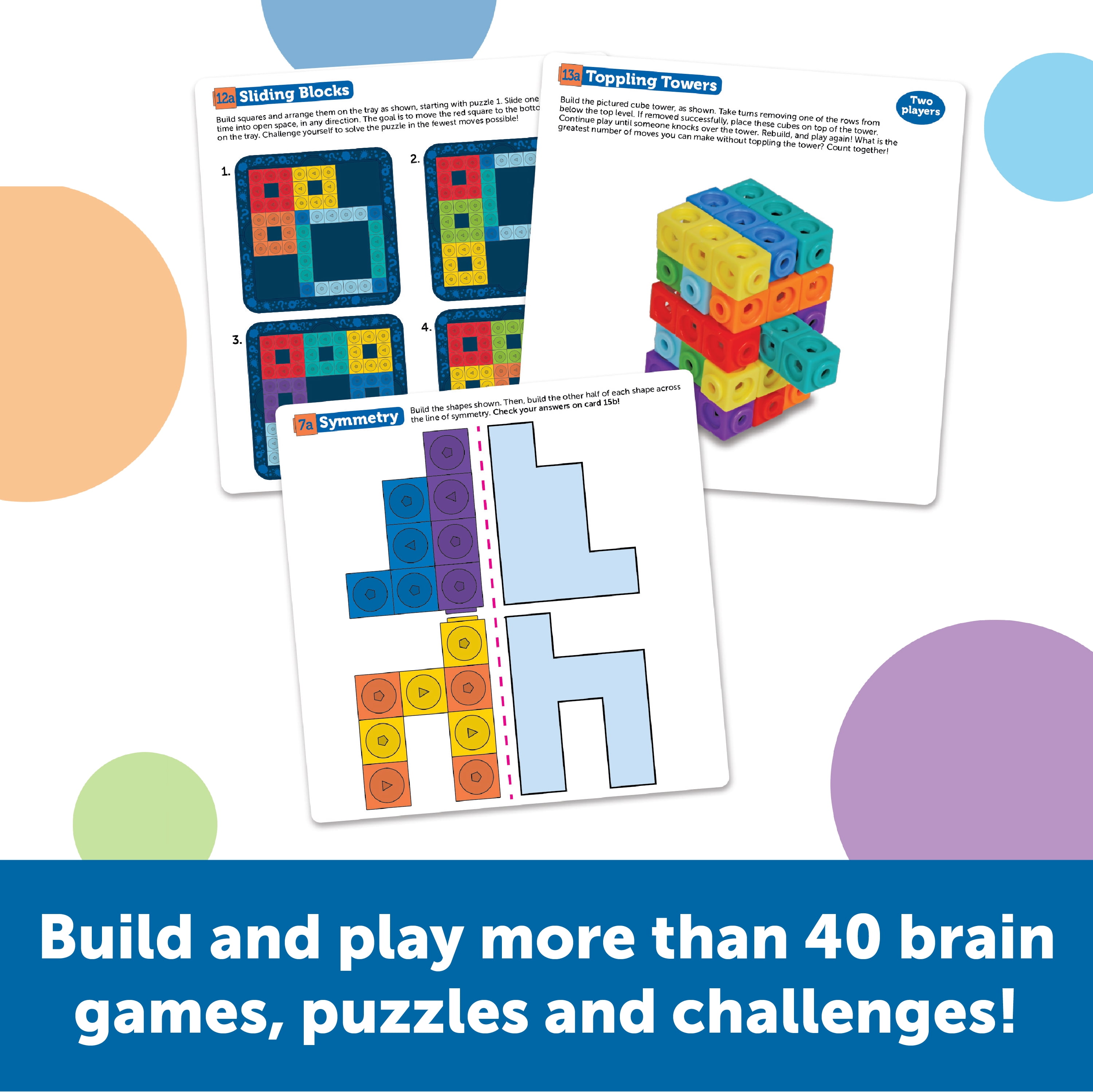 Learning Resources Mathlink Cubes Brain Puzzle Challenge - 80 pieces, STEM Games for Boys and Girls Ages 5+