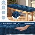 thumbnail image 4 of 48x18 Inch Bench Cushions for Indoor Furniture Chenille Velvet Navy Blue Button Tufted Thicken Seat Pad Mat with Memory Foam, Window Floor Sofa Chair Cushion for Living Room Porch Swing, 4 of 12