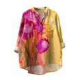 thumbnail image 2 of Red Women Shirts, Flower Pattern Printed Women'S Floral Casual Long Sleeved Shirt,Women Shirts M, 2 of 3