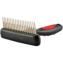 Jeffers Pet Magic Spring Undercoat Rake, Black & Red, 20 Long Pins - Rotating Retractable Teeth for Dogs, Cats - Grooming Tool for Shedding, Detangling, Removing Fur and Mats - Black Red
