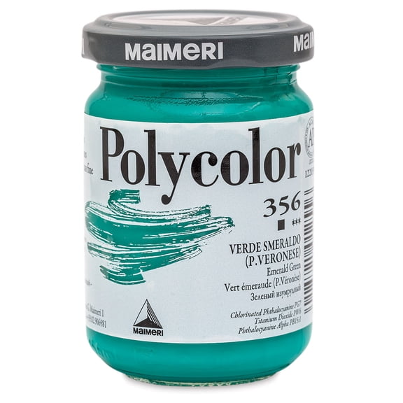 Maimeri Polycolor Vinyl Paints - Emerald Green, 140 ml jar