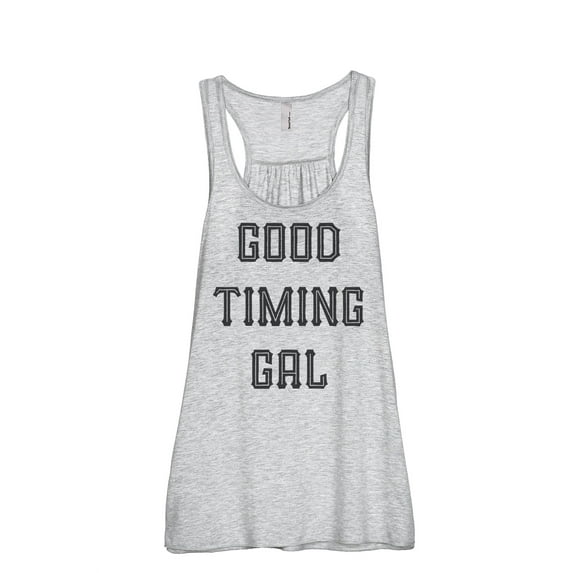 Thread Tank Good Timing Gal Women's Sleeveless Flowy Racerback Tank Top Sport Grey 2X-Large