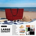 thumbnail image 5 of Wukai Red Black Houndstooth Print Zipper Bag,large Beach Tote Bag,Waterproof Sandproof Bag,Grocery and Picnic Tote Travel Bag, 5 of 5