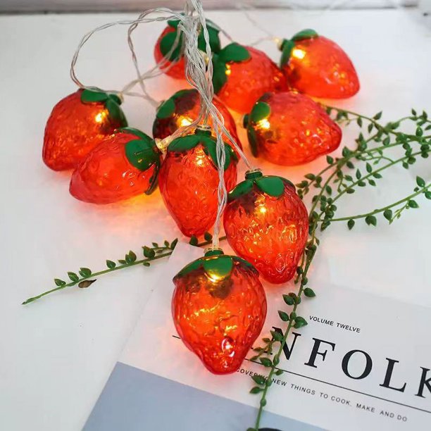 3M 20LED Fruit Strawberry String Lights Lámpara de iluminación interior y exterior a batería para boda Hogar Cumpleaños Jardín Patio