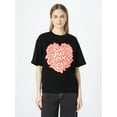 thumbnail image 1 of Camiseta Para Mujer De Verano Cuello RedondoWomen'S Summer Casual T-Shirt Fashion Valentine'S Day Romantic Love Cartoon Cute Doodle Heart FlowerCamisetas de verano para mujer, manga corta, cuello re, 1 of 7