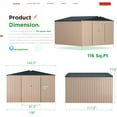 thumbnail image 4 of AECOJOY 12' x 10' Outdoor Storage Shed with Lockable Door Patio Metal Garden Storage Building in Brown for Outside, 4 of 6