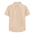 thumbnail image 2 of DPTALR Chemise d'Été Décontractée à Manches Courtes Col en V Couleur Unie pour Hommes, 2 of 6