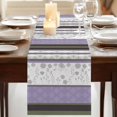 thumbnail image 3 of Purple Geometric Table Runner, Stripes Boho Spring Flowers Country Rural Washable Cotton Linen Table Runners 48 Inches Long, Dresser Scarf Runner for Nightstand/Coffee/End Tables 13''x48'', 3 of 9