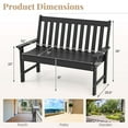 thumbnail image 3 of Costway Garden Bench All-Weather HDPE 2-Person Outdoor Bench for Front Porch Backyard Black, 3 of 10