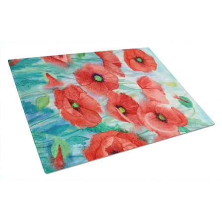 Carolines Treasures IBD0258LCB Poppies Glass Cutting Board Large, 12H x 16W, multicolor
