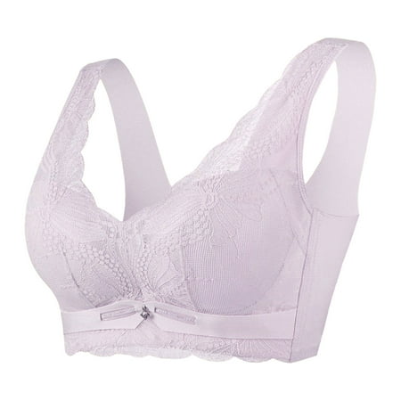 Blphud Bras Women Plus Size Trendy Lingerie for Women Sports Bras for Women Thin Bra Women Sexy Lace Shaping Cup Adjustable Shoulder Strap Large Size Underwire Bra Purple 42