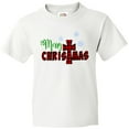 thumbnail image 3 of Inktastic Merry Christmas Buffalo Plaid Cross with Snowflakes Youth T-Shirt, 3 of 5