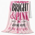 thumbnail image 2 of Pink Breast Cancer Awareness Ribbon Holiday, Festive Holiday Scene, Warm Flannel Blanket for Living Room and Reading Nook, Art Lovers Housewarming Gift, Festive Home Decor, 2 of 9