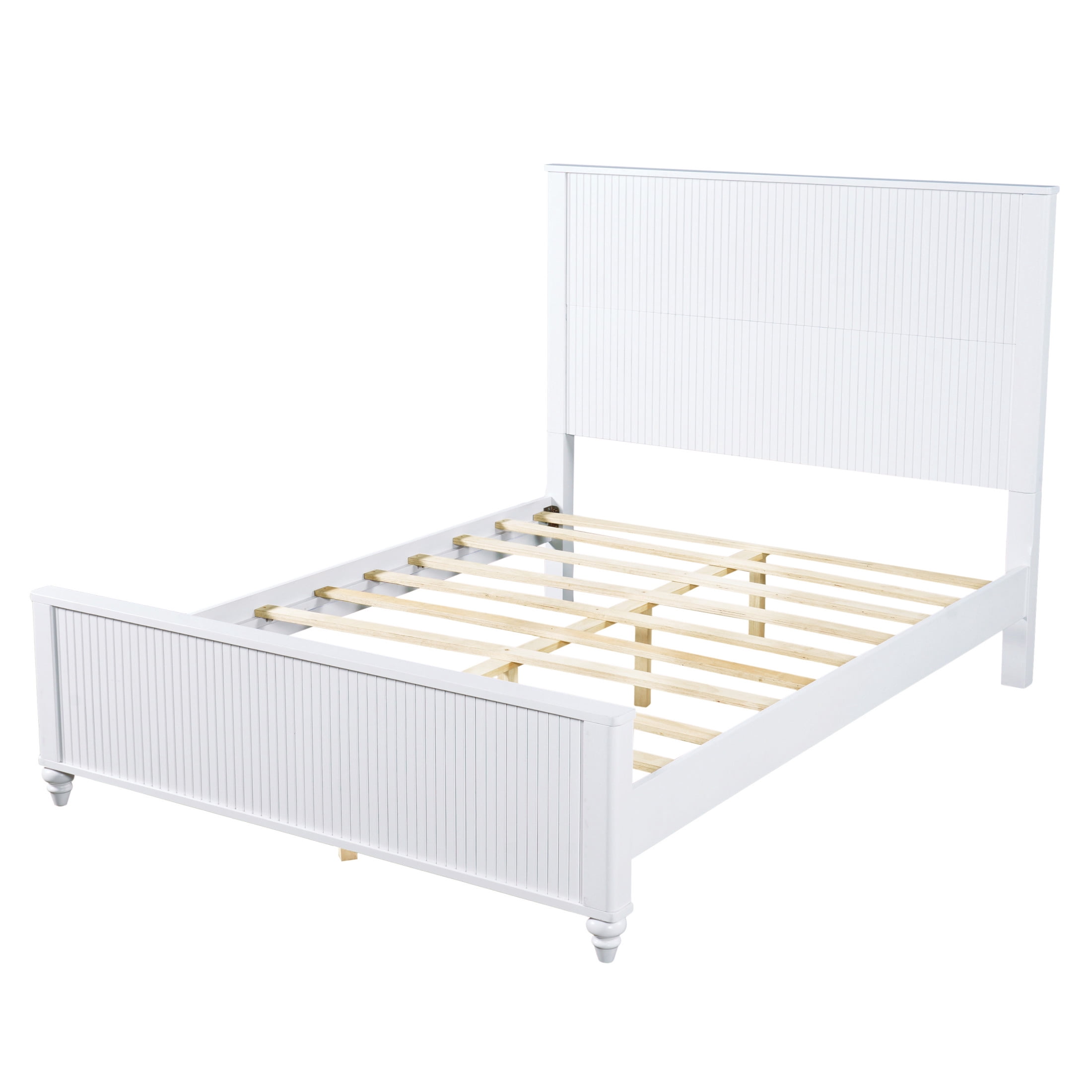 Christopher Knight Home Modern Wooden Queen Bed Frame with Grooved Headboard and Footboard, White