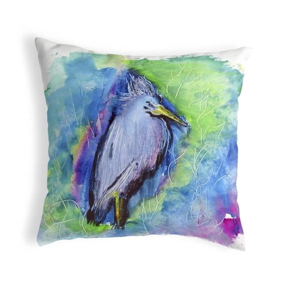 Betsy Drake KS438 12 x 12 in. Little Blue Heron Small No-Cord Pillow