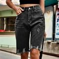 thumbnail image 6 of YYUIJK Jean Shorts for Women High Waisted Trendy Causal Summer Fold Hem Stretchy Long Denim Shorts 7 Inch Inseam, 6 of 7