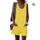 thumbnail image 5 of Sonducket Mono sin mangas con cuello para mujer, mono informal para caminar en la playa Vestidos Amarillo XL, 5 of 5