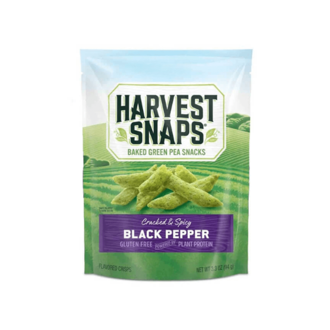 Snack Pack Harvest Snaps Veggie Chips - Black Pepper Flavor, Gluten-Free and Plant-Based Snack, Crunchy & Delicious, High Protein & Fiber, Healthy Alternative to Chips, Perfect On-the-Go 4 Pack