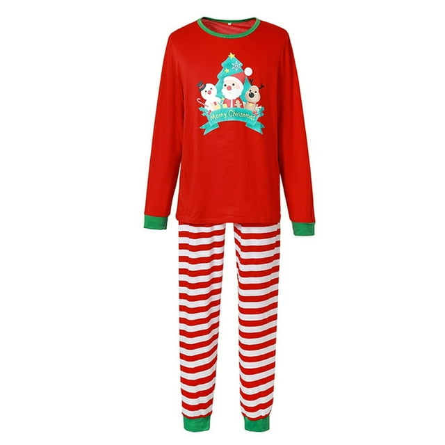 Christmas Family Matching Clothes Set Kids Cartoon Santa Claus T-Shirt Pants