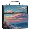 thumbnail image 2 of Haosy 3 Ring Zipper Binder with Shoulder Strap Waterproof Trapper Keeper 2 Inch D-Ring 500 Sheets Capacity, Evening Colorful Clouds, 2 of 7