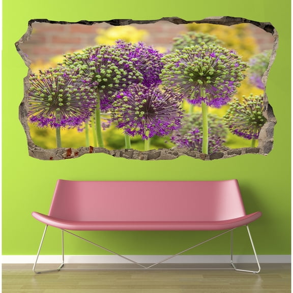Startonight 3D Mural Wall Art Photo Decor Purple Flower Amazing Dual View Surprise Wall Mural Wallpaper for Bedroom Flowers Wall Paper Art Gift Large 47.24 ‘’ By 86.61 ‘’