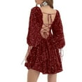 thumbnail image 6 of IROINNID Sequin Dress for Women Party Holiday Night Solid Sequin Party Dance Short-Sleeved Dress Sequin Dress,Burgundy, 6 of 6