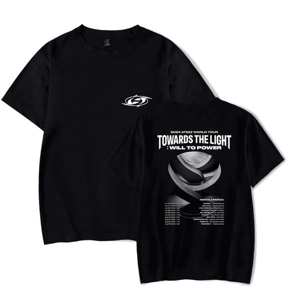 Ateez Merch Tshirt 2024 Ateez World Tour Towards The Light T-shirt Fashion Kpop Unisex Sweatshirt Tee Casual Short Sleeve Top T-shirts