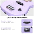 thumbnail image 4 of WINZZ Kit de guitarra eléctrica para principiantes de 30 pulgadas, mini guitarra eléctrica portátil con amplificador, estuche, cuerdas adicionales, púas, correa, cable y llave, color morado especial, 4 of 5