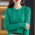 thumbnail image 2 of Cardigan Sweaters for Women Button Down Cardigans Lightweight Crew Neck Cozy Sweater Top Warm Soft Tops Outwear OIOLOYJM Green M, 2 of 6