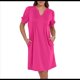 thumbnail image 2 of Vestido Tipo Túnica con Cuello en V, Informal, de Corta Abullonada, para Mujer, 2025 Rosa Roja S, 2 of 6