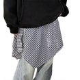 thumbnail image 1 of Women's Layering Wrap Skirt Shirt Extender Checkered Hip Covering Apron Skirt Tie Up Irregular Underskirt Streetwear blue and white plaid, 1 of 4