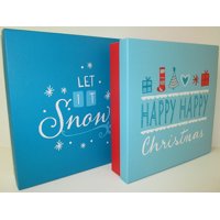 Holiday Time 2pk Nest Sq Happy Gift Box
