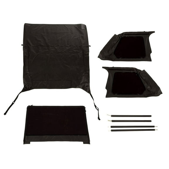 Rugged Ridge by RealTruck Montana Soft Top for Wrangler TJ | Bowless, Black Diamond, Polyester & Cotton Fabric | 13790.35 | Compatible with 1997-2006 Jeep Wrangler TJ
