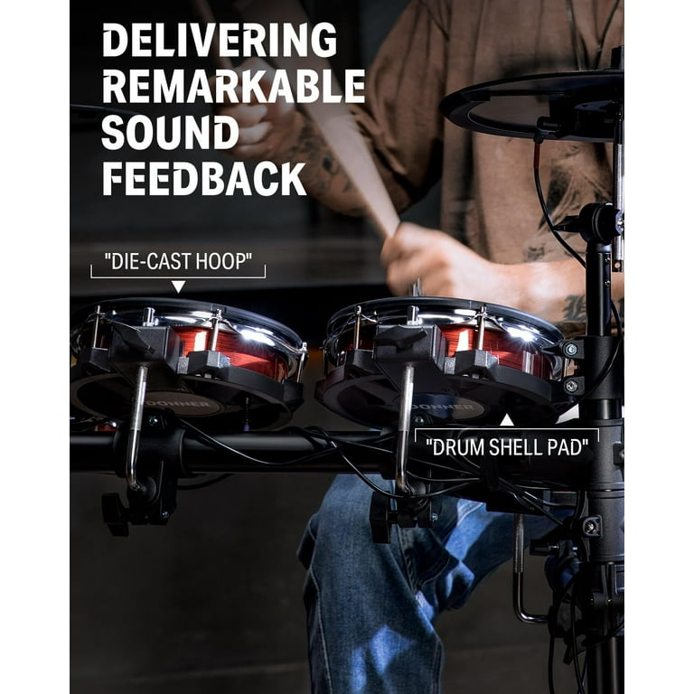 Donner DED-200 MAX Electric Drum Set for Adults, 450+ Sounds, Mesh