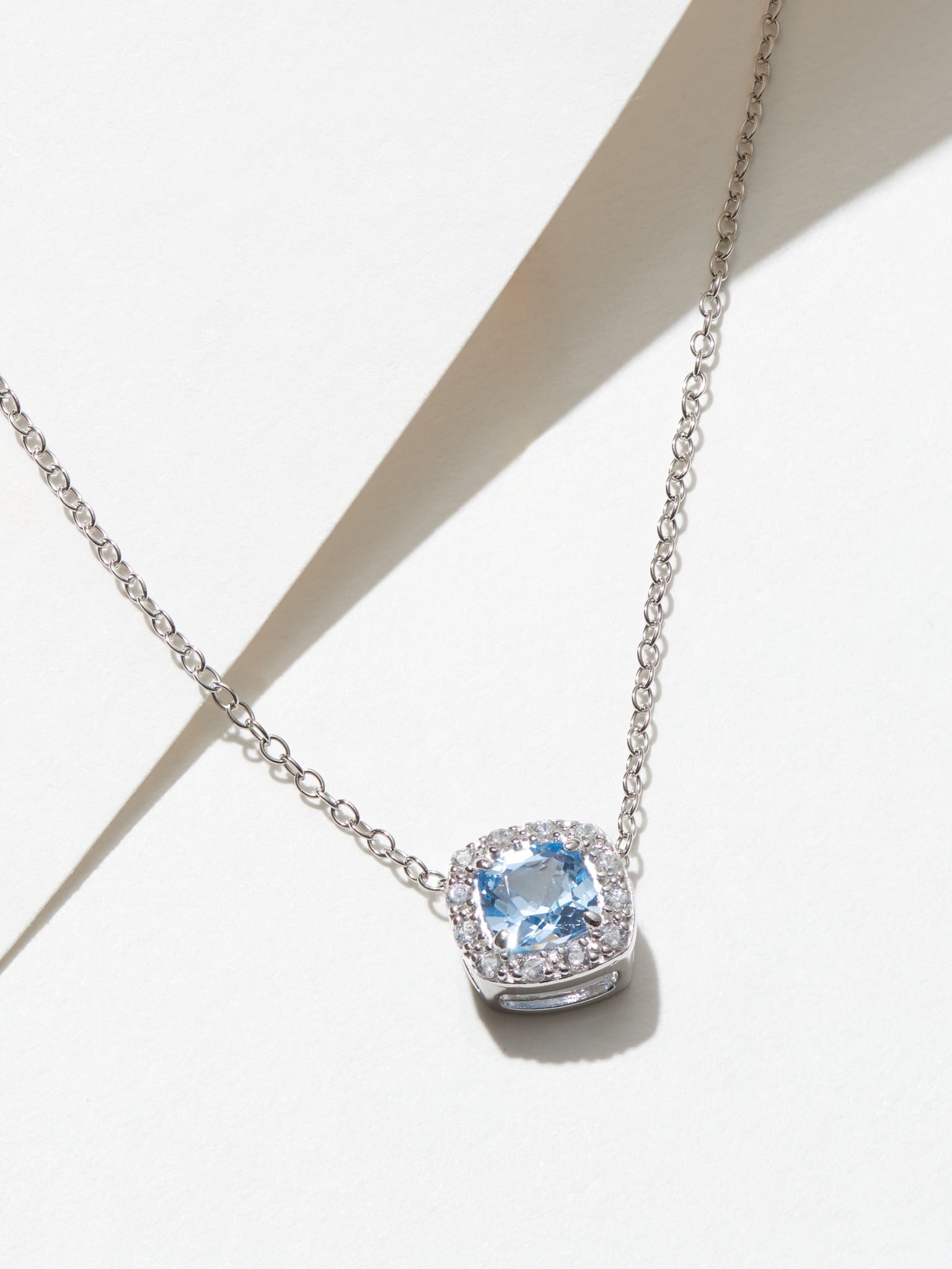 Forever Facets Synthetic Spinel and CZ Round Necklace in Sterling Silver, Adult Female