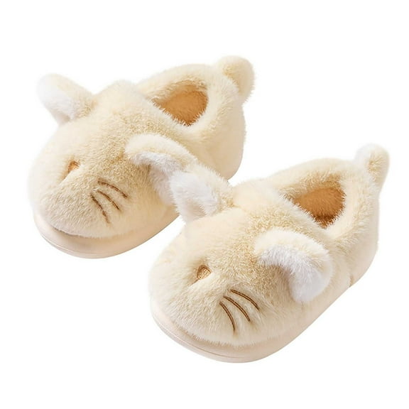 FUZHIQ Toddler Slippers Girl Size 9 Girls Winter Warm Slippers Cozy Indoor Outdoor Soft Lined Booties With Heel Cover for Kids Soft Rabbit Warm Shoes