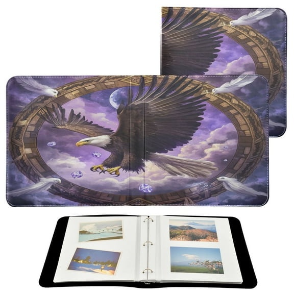 WOBOGO Eagleflying in The Sky Photo Albums 20 Pages Large Capacity DIY Self-adhesive Page PU Leather Cover for Family Wedding Anniversary Baby Vacation Photos 24×11.8in