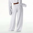 thumbnail image 6 of QATAINLAV Women's Baggy Wide Leg Palazzo Pants with Pockets Summer Lightweight Linen Beach Pants Casual Drawstring Elastic Waist Lounge Trousers White XXL Weekly Sale, 6 of 9