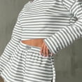 thumbnail image 3 of Spring and Summer New Style Comfortable and Fashionable Striped Long-Sleeved Flared Shorts Sleeping Suit for Ladies, 3 of 4