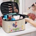 thumbnail image 5 of HELLHERO (8.86"x6.5"x5.9") Large Makeup Organizer Polyester Travel Makeup Bag with Brush Compartment Portable Hanging Organizer Durable(Rooster Floral Pattern), 5 of 6