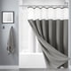 thumbnail image 5 of Juego de cortinas de ducha 3 en 1 | Tejido de poliéster de alta resistencia con forro transparente y 12 ganchos dobles de acero inoxidable | Repelente al agua | 36x72 pulgadas | Gris Blanco Marino |, 5 of 6