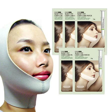 The Elixir Beauty V-line Face Lifting Slimmer Chin Lift Band with (5) x Slim V Fit Chin Care Mask Patch Patch Tightening Care